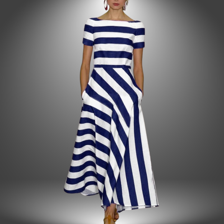 Minka | Striped a-Line Maxi Gown