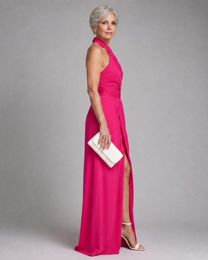 Daphne | Cross-Halter Side-Slit Midi Dress