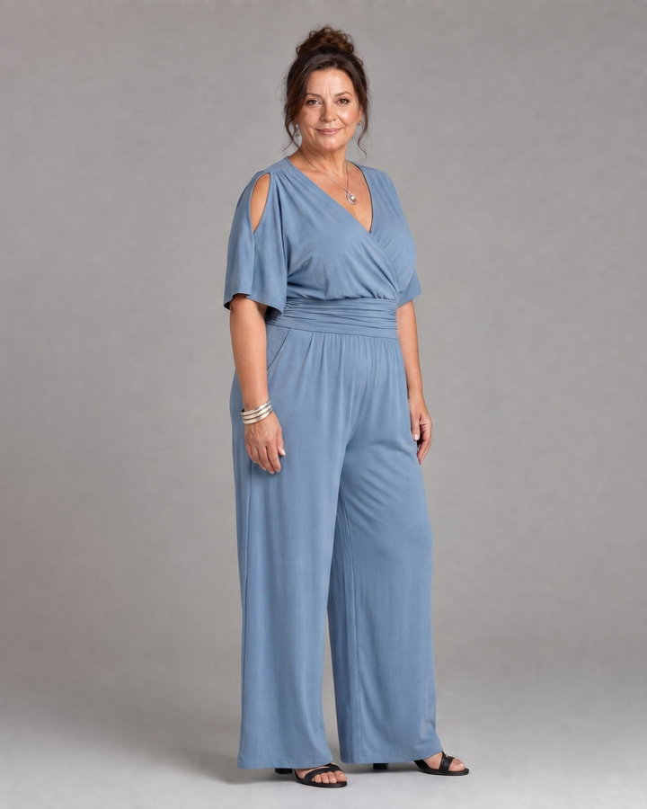 Camille | Cold-Shoulder Wrap-Waist Jumpsuit