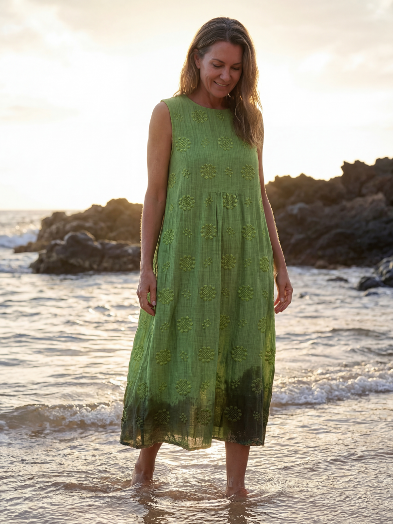 Una | Garden Texture Midi Dress