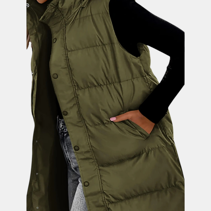 Viola – Quilted Hooded Maxi Puffer Vest