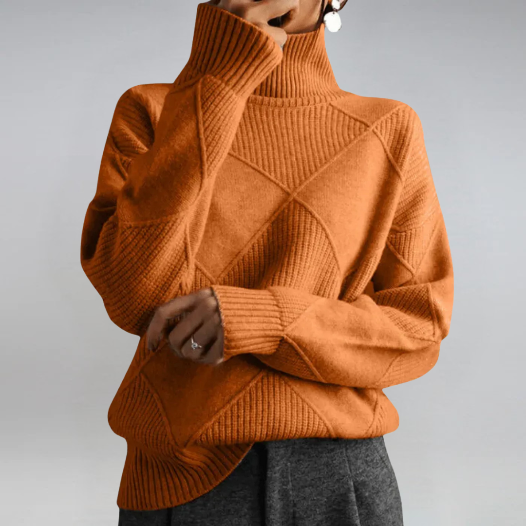 Bernice – Turtleneck Geometric Knit Sweater