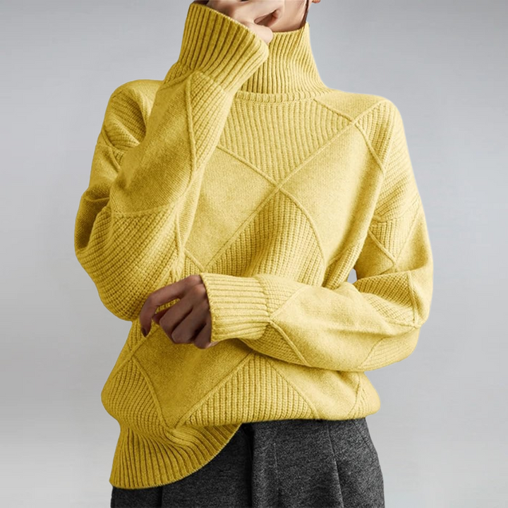 Bernice – Turtleneck Geometric Knit Sweater