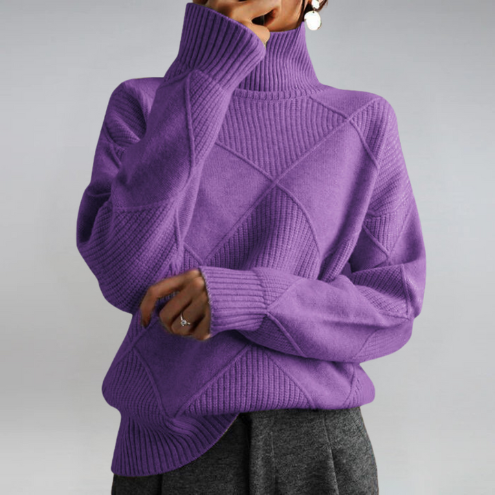 Bernice – Turtleneck Geometric Knit Sweater