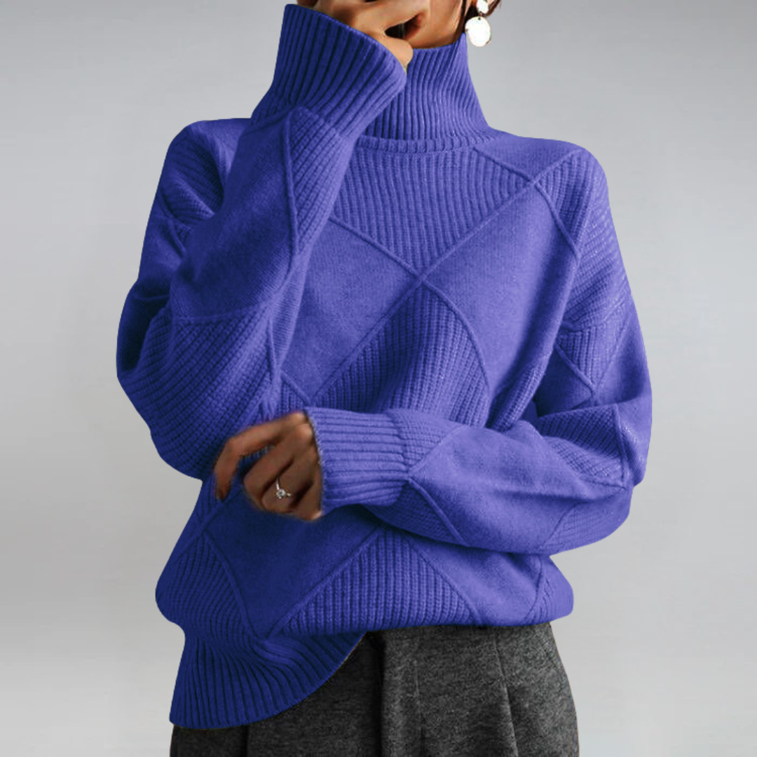 Bernice – Turtleneck Geometric Knit Sweater