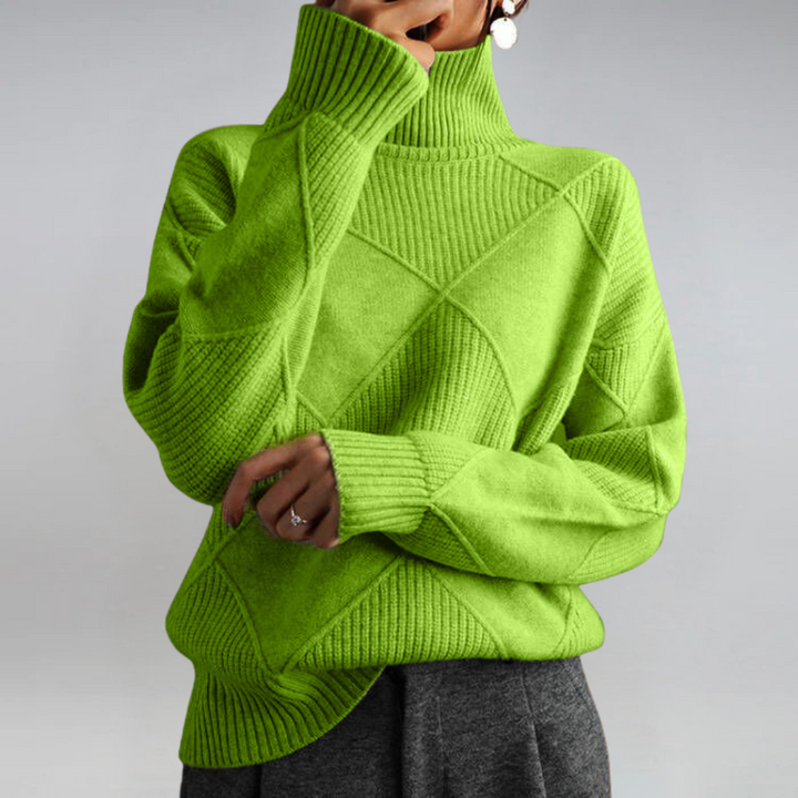 Bernice – Turtleneck Geometric Knit Sweater