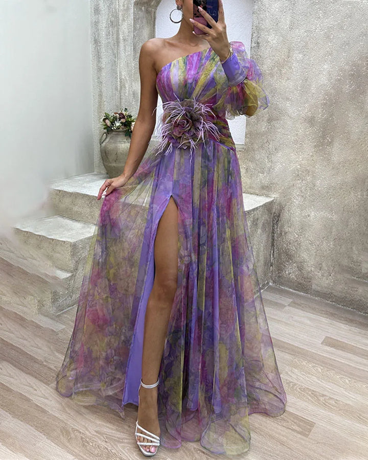 Andra | Asymmetrical One Sleeve Split Dress