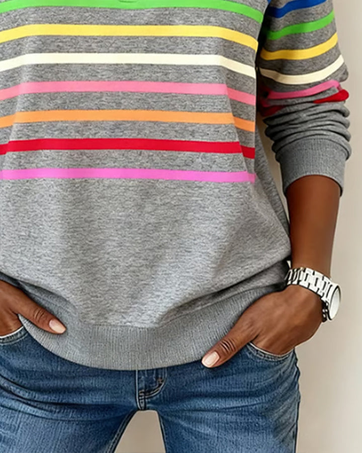 Edna – Striped Quarter-Zip Casual Sweatshirt