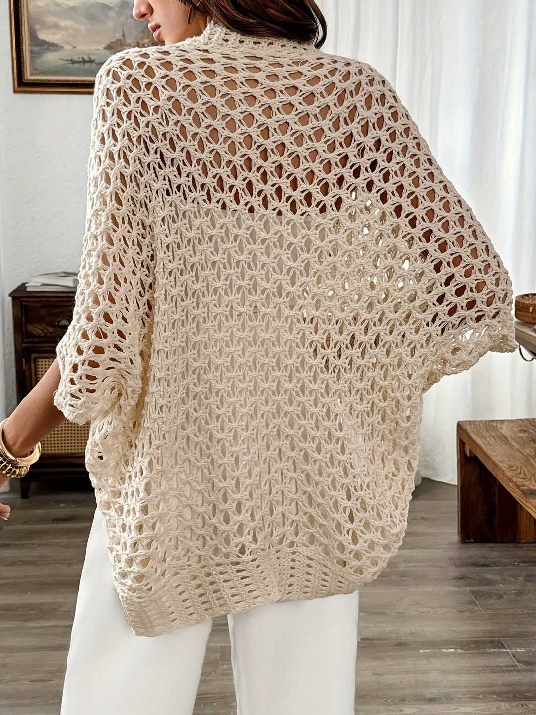 Crystal | Open Knit Drape Cardigan