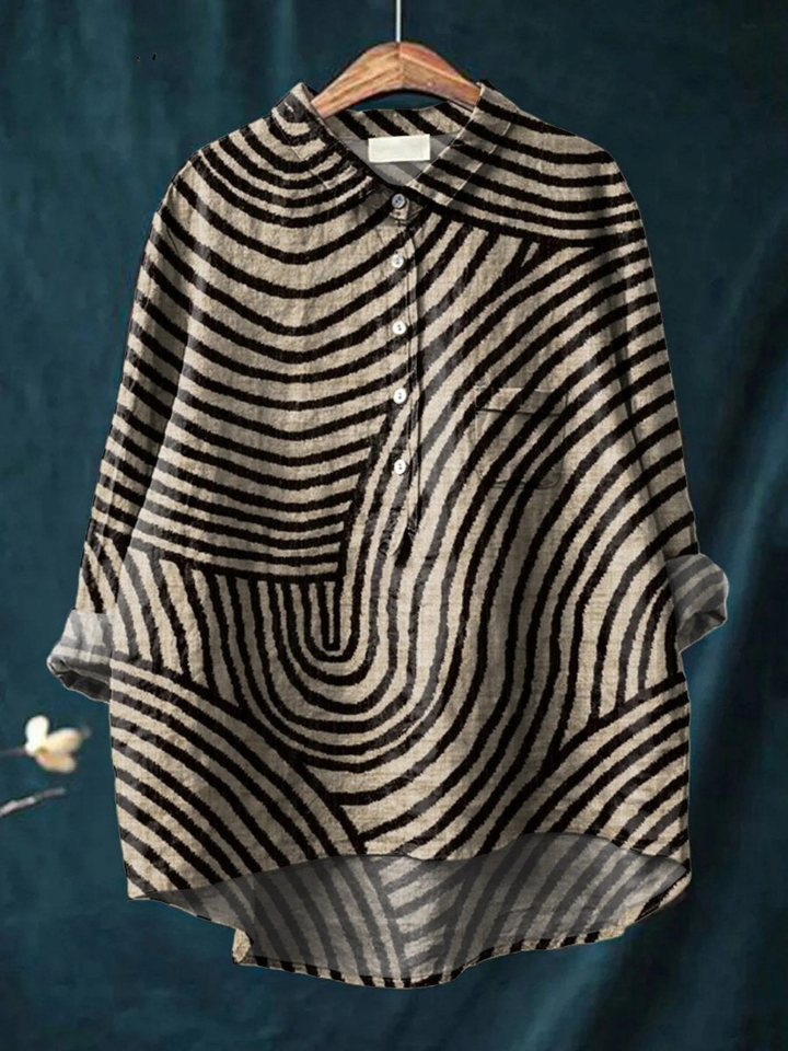 Ronia | Women's Circular Line Pattern Print Casual Shirt