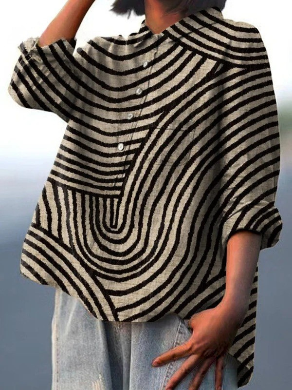 Ronia | Women's Circular Line Pattern Print Casual Shirt