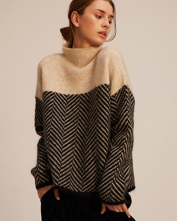 Rhonda – Herringbone Turtleneck Sweater