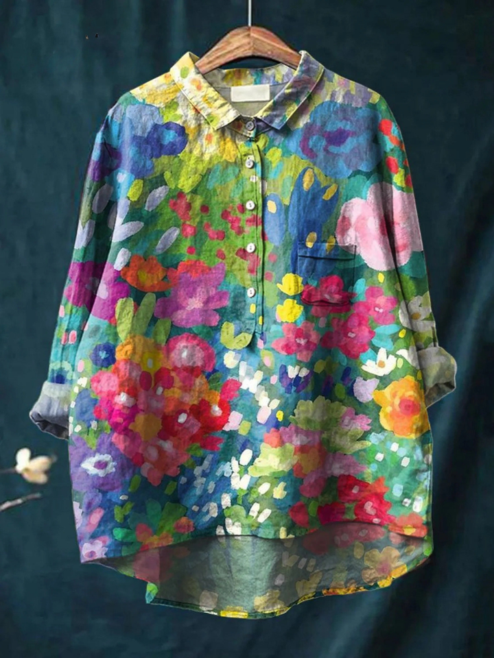 Colette | Women's Vintage Lovely Floral Art Print Casual Shirt