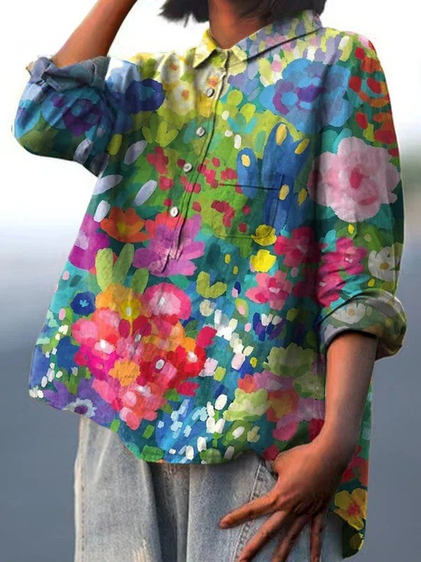 Colette | Women's Vintage Lovely Floral Art Print Casual Shirt
