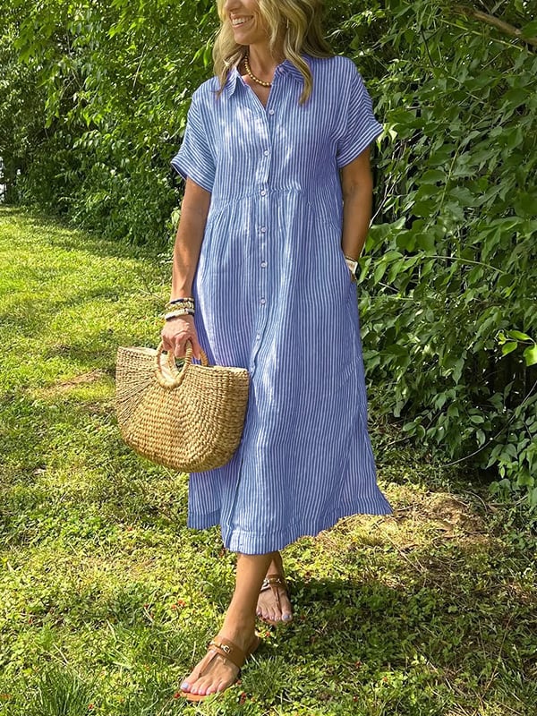 Phoebe | Striped Button-Up Dress