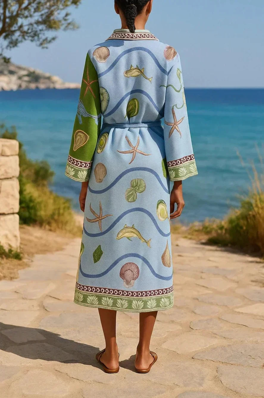 Emilia | Belted Printed Twill Midi Shirt Dress Dress