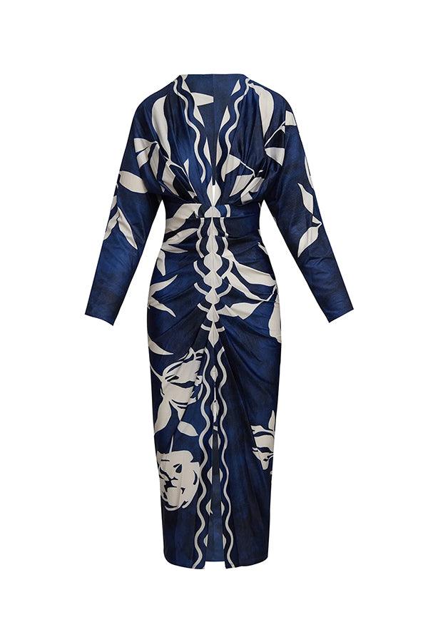 Elaina | Sun Escape Unique Print Dolman Midi Dress