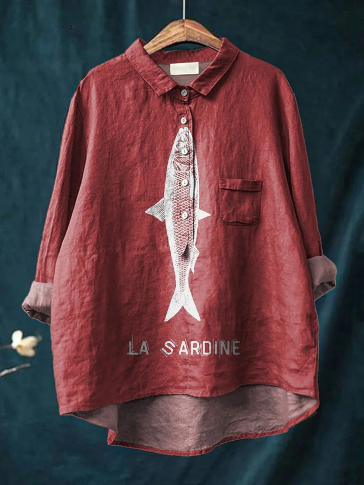 Terra | Sardine Fish Graphic Printed Women's Casual Shirt