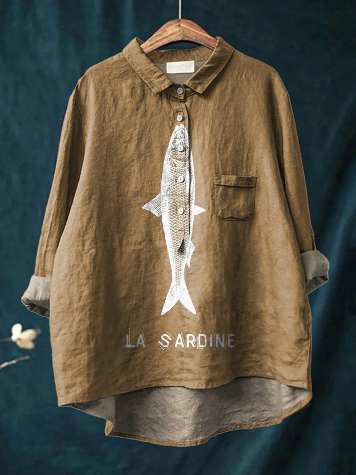 Terra | Sardine Fish Graphic Printed Women's Casual Shirt
