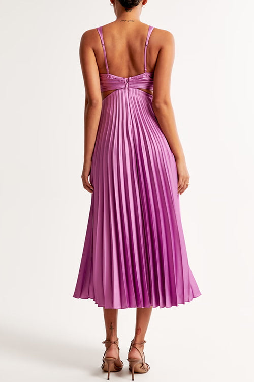 Violeta | Cut Out Waist Sleeveless Pleated Maxi Dress