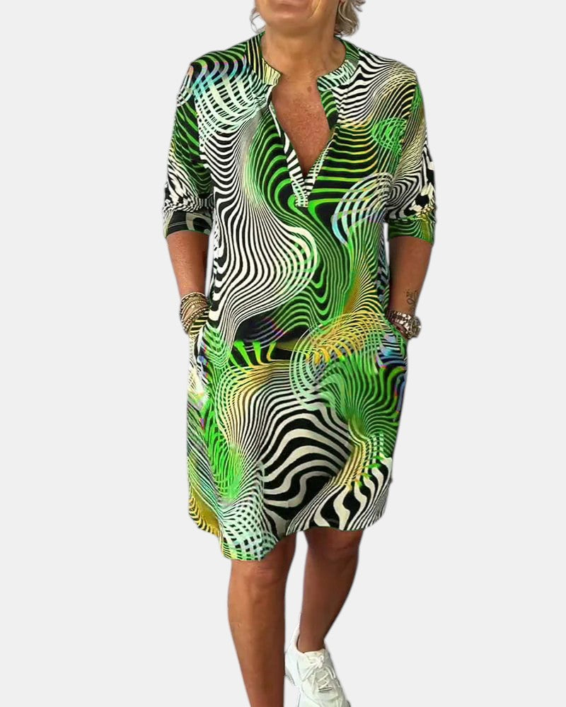 Celine | Colorful V-Neck Dress