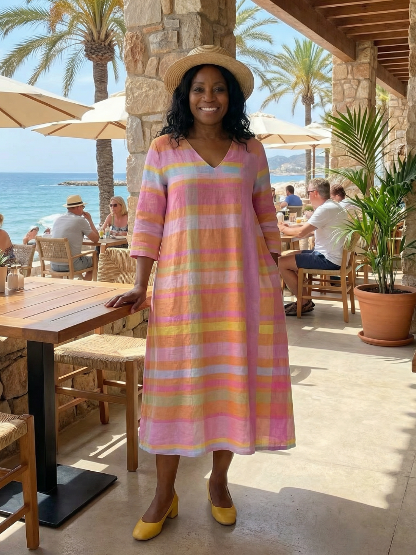 Sybella | Easy Drape Stripe Midi Dress