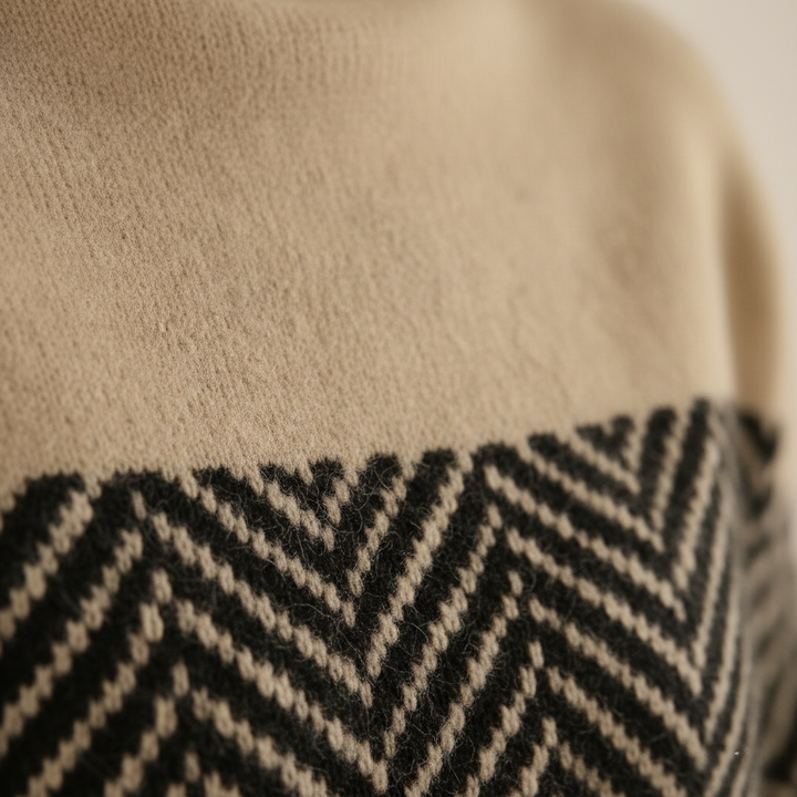 Kari – Herringbone Knit Turtleneck Sweater
