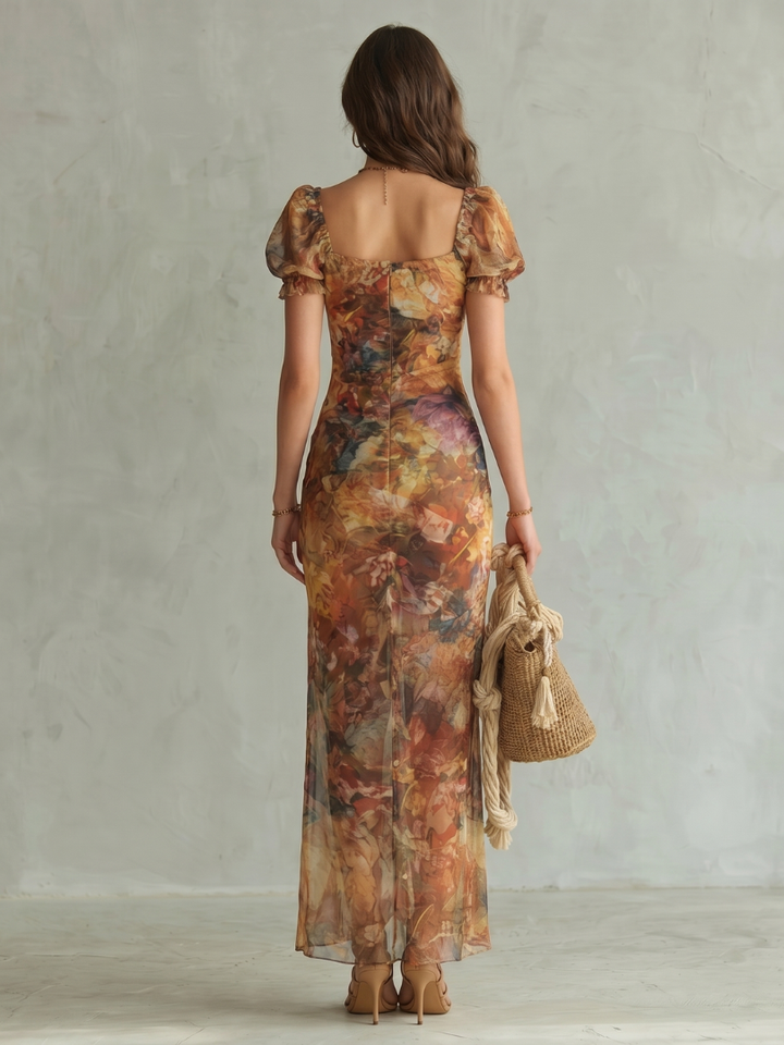 Scarlett | Ruffled Sleeve Slit Midi Dress