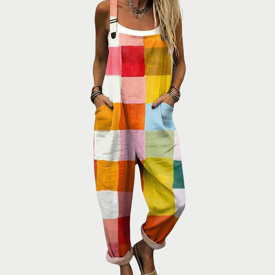 Aria | Rainbow Print Overalls