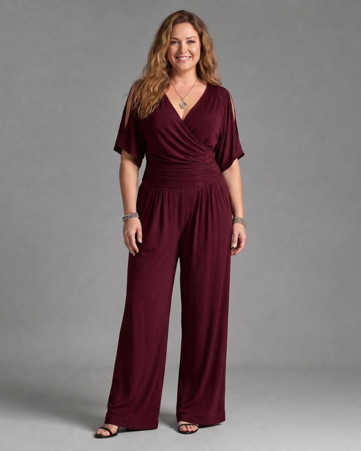 Camille | Cold-Shoulder Wrap-Waist Jumpsuit