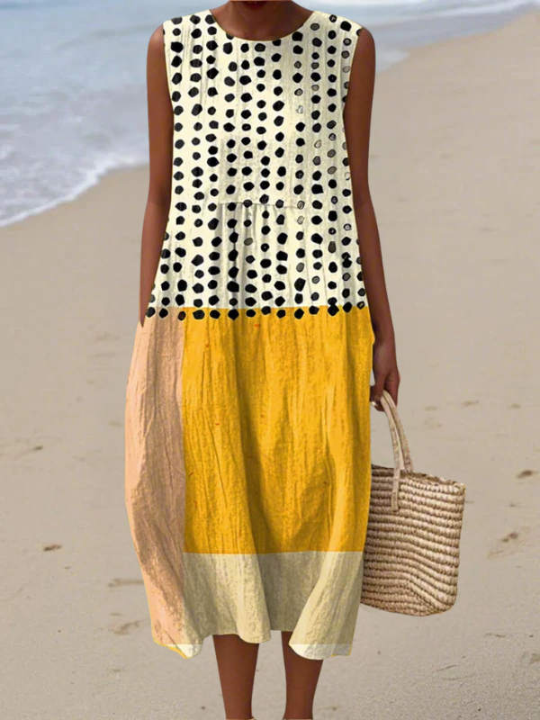Kinley | Polka Colorblock Midi Dress