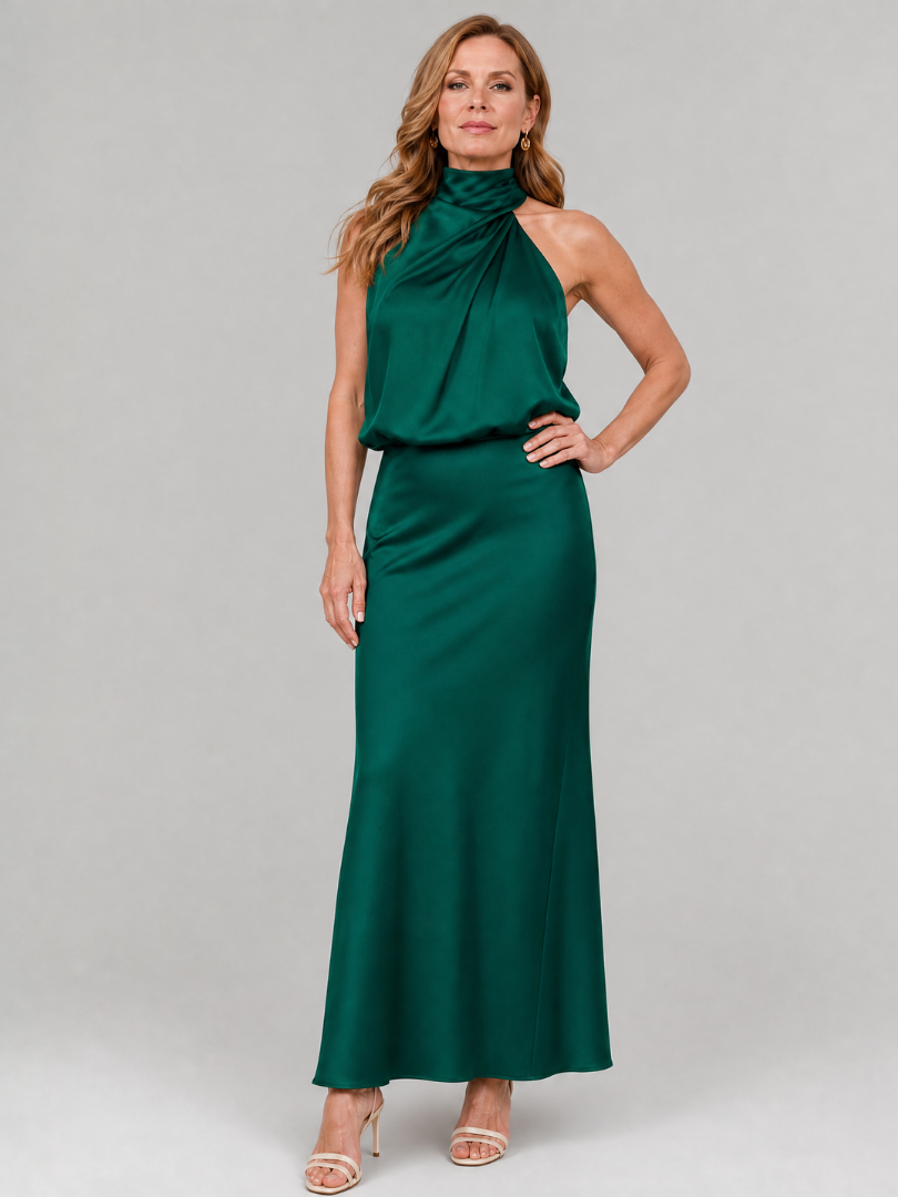 Natalie | Draped Neck Midi Dress