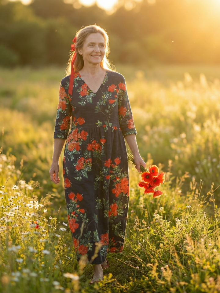 Belinda | Calm Drape Floral Midi Dress