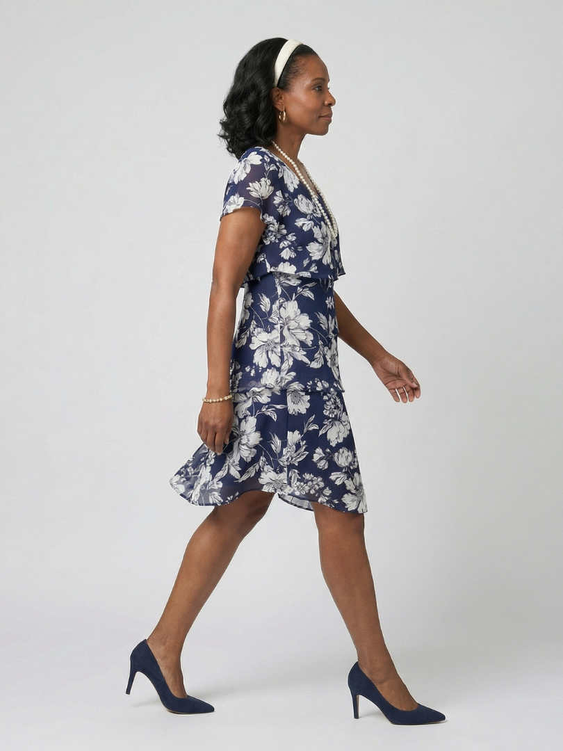 Riley | Subtle Floral Knee Length Dress