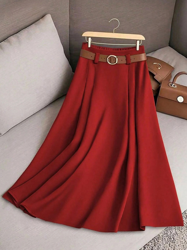 Mariah | Solid Color High Waist a-Line Casual Skirt