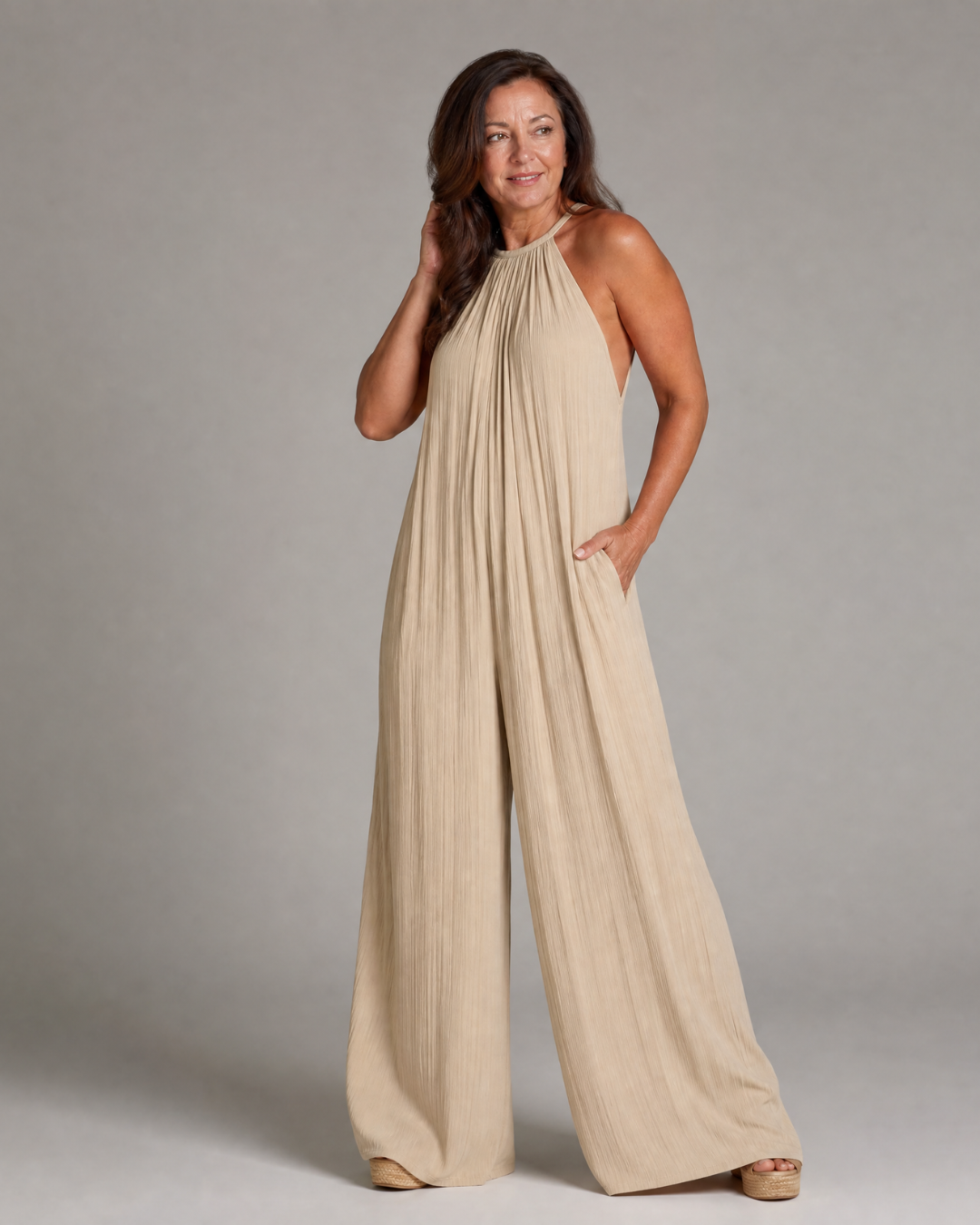 Talia | Pleated Halter Relaxed Jumpsuit