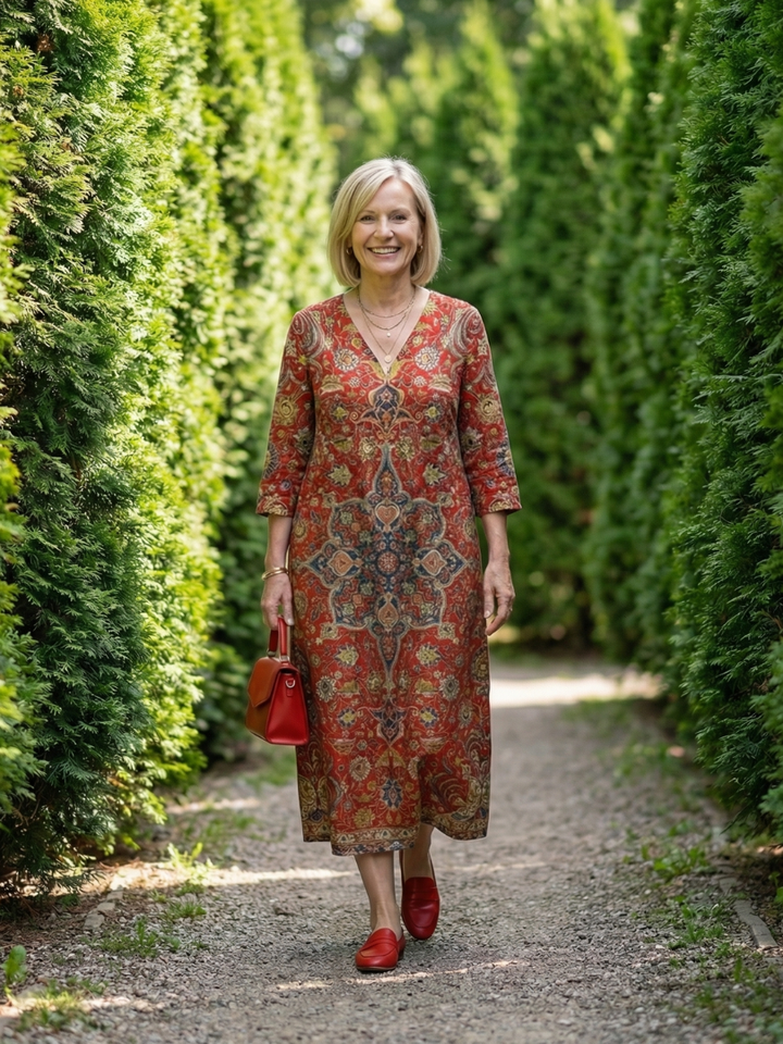 Kiana | Ease Patchwork Midi Dress