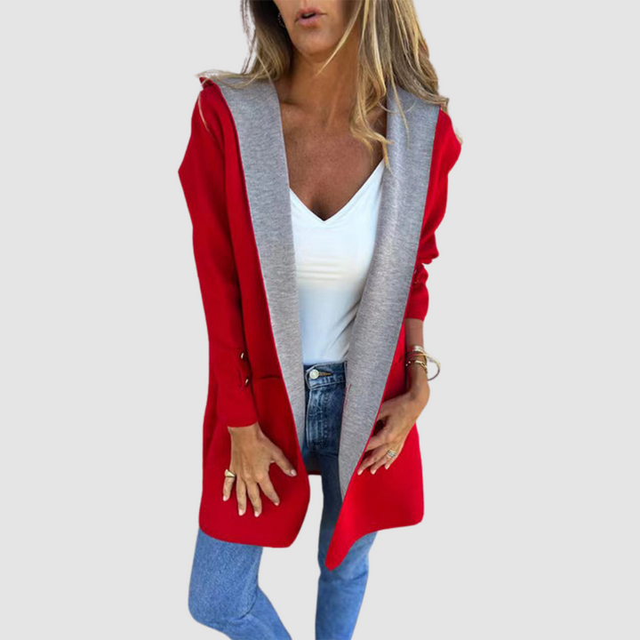Winona – Hooded Colorblock Open-Front Cardigan