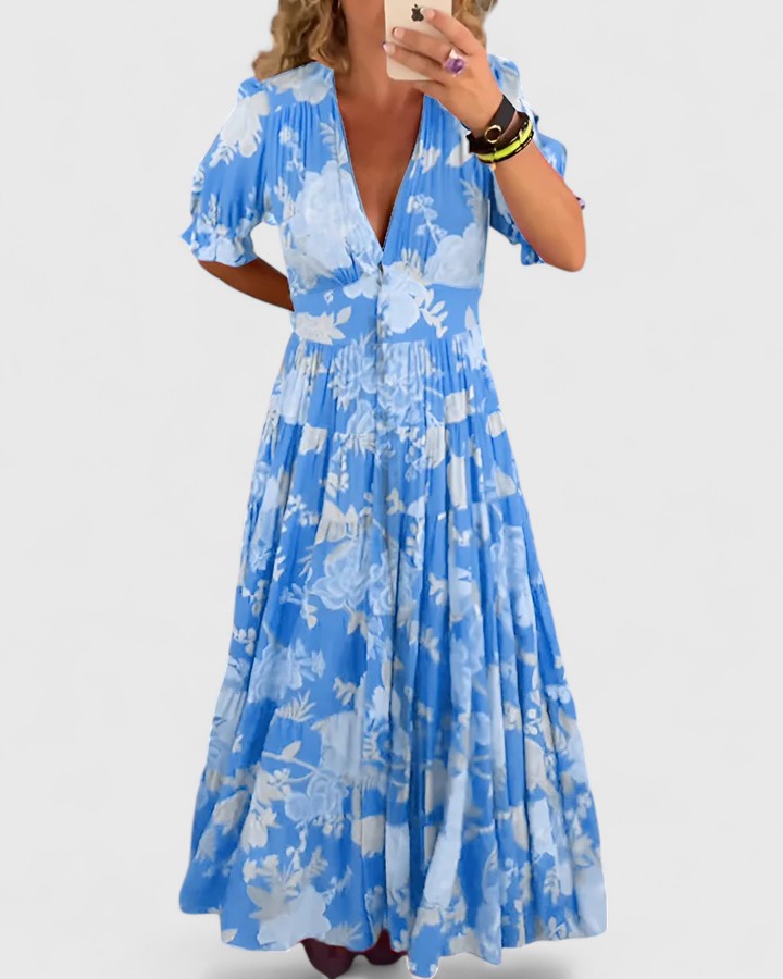 Zita | Elegant Floral V-Neck Dress