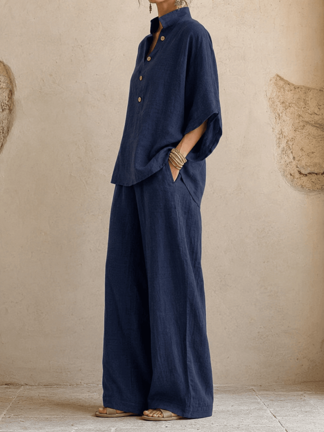 Jeanette – Batwing Top and Wide-Leg Pants Set