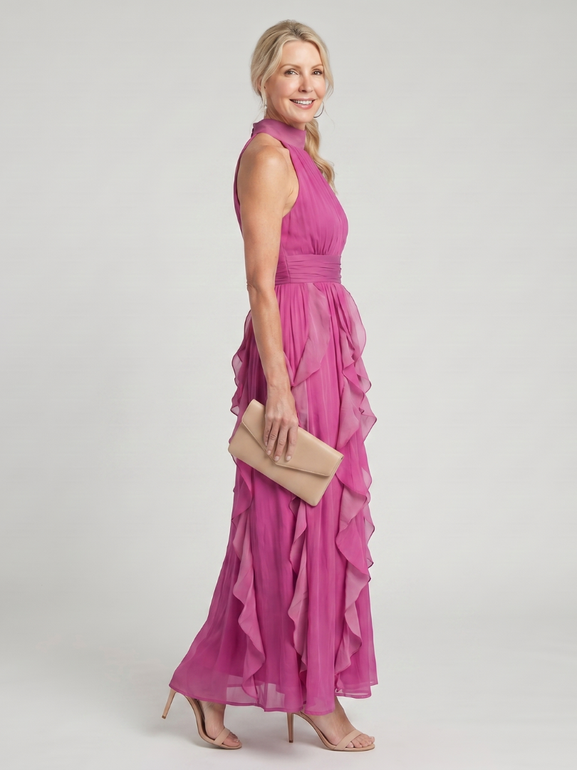 Chloe | High Neck Ruffle Maxi Dress