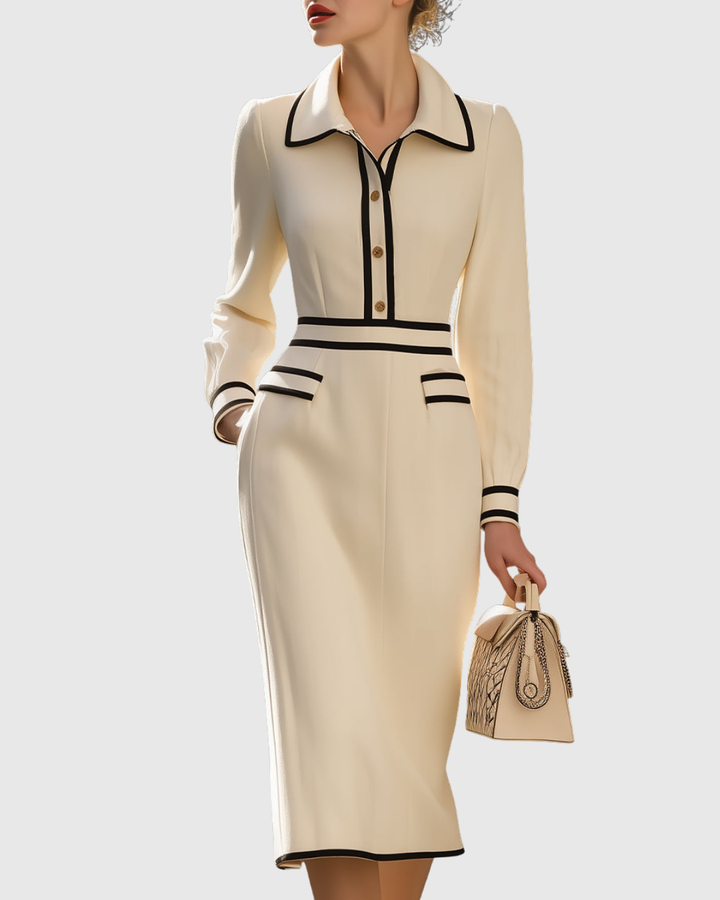 Portia | Tailored Midi Dress with Button Details