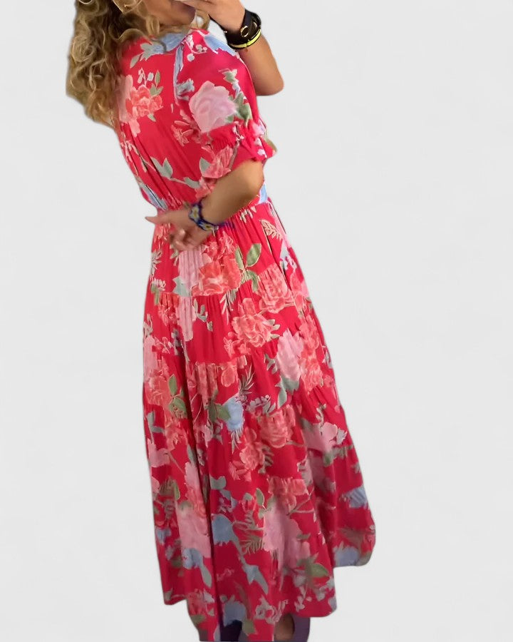 Zita | Elegant Floral V-Neck Dress