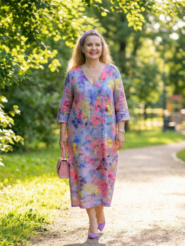 Zinnia | Abstract Floral Midi Dress