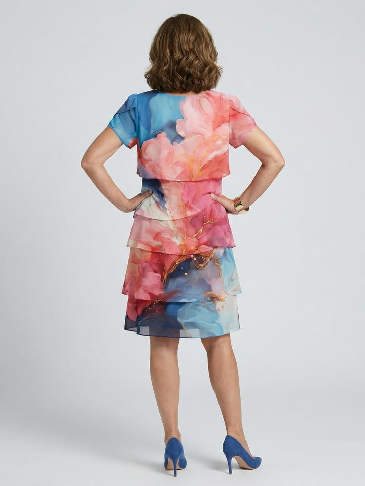 Olivia | Poised Marble Knee Length Dress