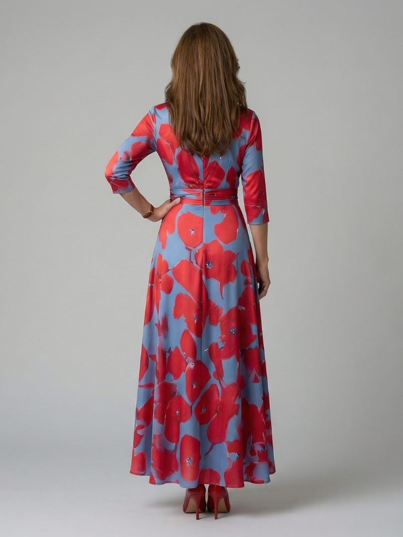 Brya | Cross Wrap Neck Midi Dress