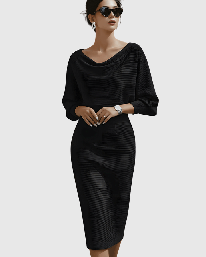 Genesis | White Draped Batwing Midi Dress