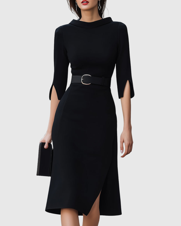 Zaya | Classic Black Midi Dress