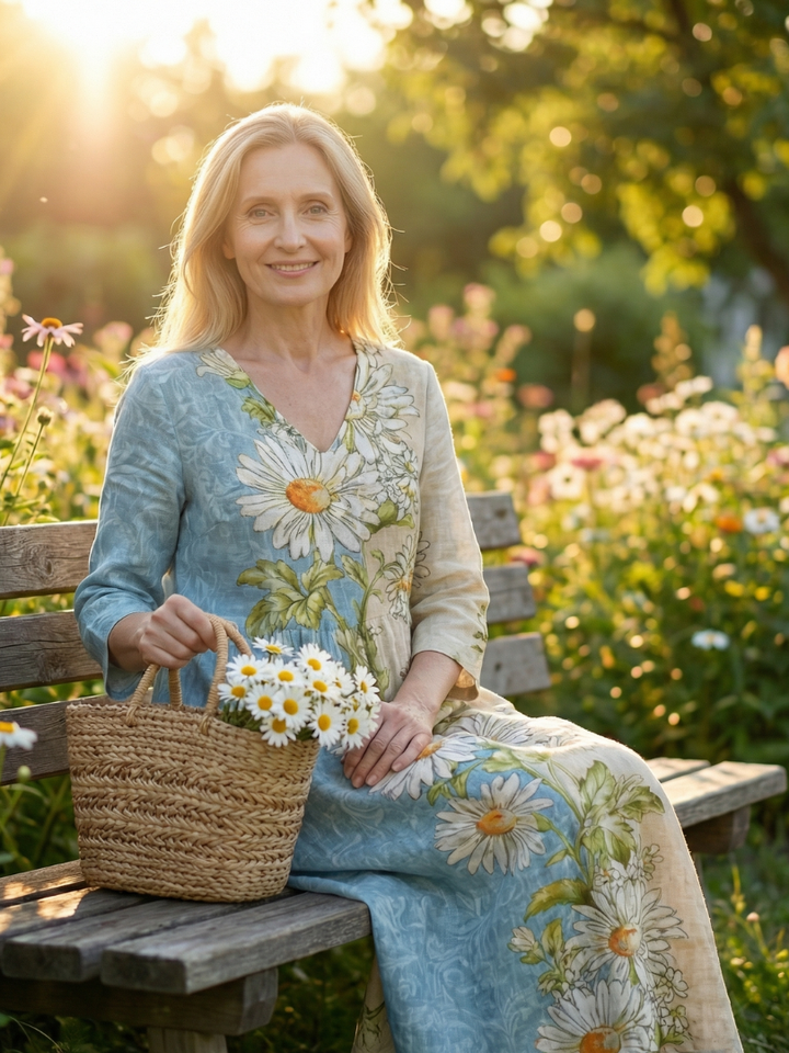 Jennifer | Light Daisy Midi Dress