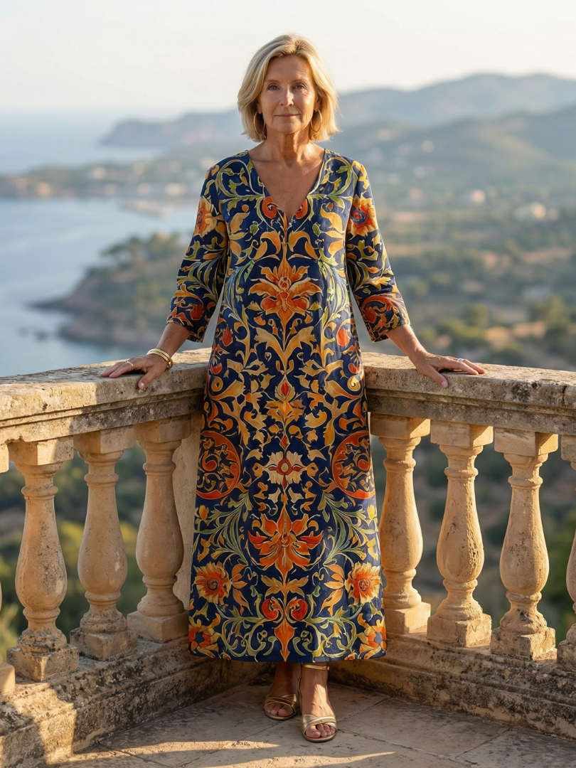 Stevie | Clean Ornate Floral Midi Dress